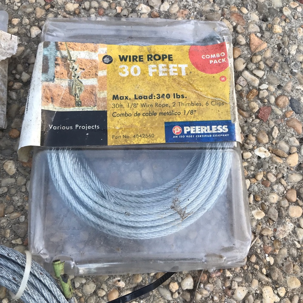 Peerless Wire Rope Max Load 340 lbs. 
Part No. 4842560
2 NIB 30 Ft. 1/8” Wire Ro - Picture 4 of 8